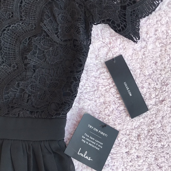 LULUS Angel in Disguise Black Lace Skater Dress - Picture 5 of 8